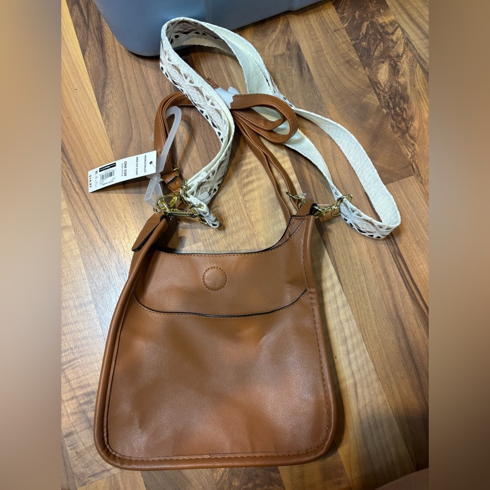 No Boundaries Leather Crossbody Bag two straps new